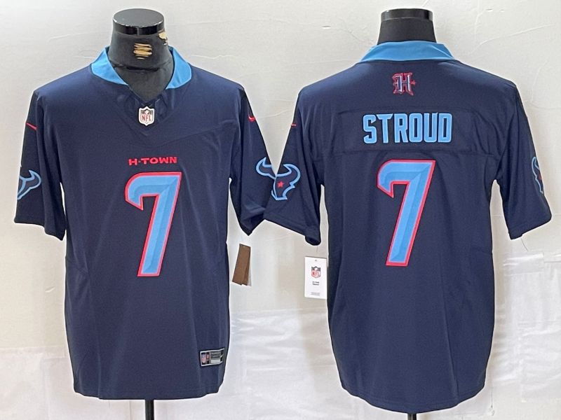 Men Houston Texans #7 Stroud Dark Blue Three generations 2025 Nike Limited NFL Jersey style 21